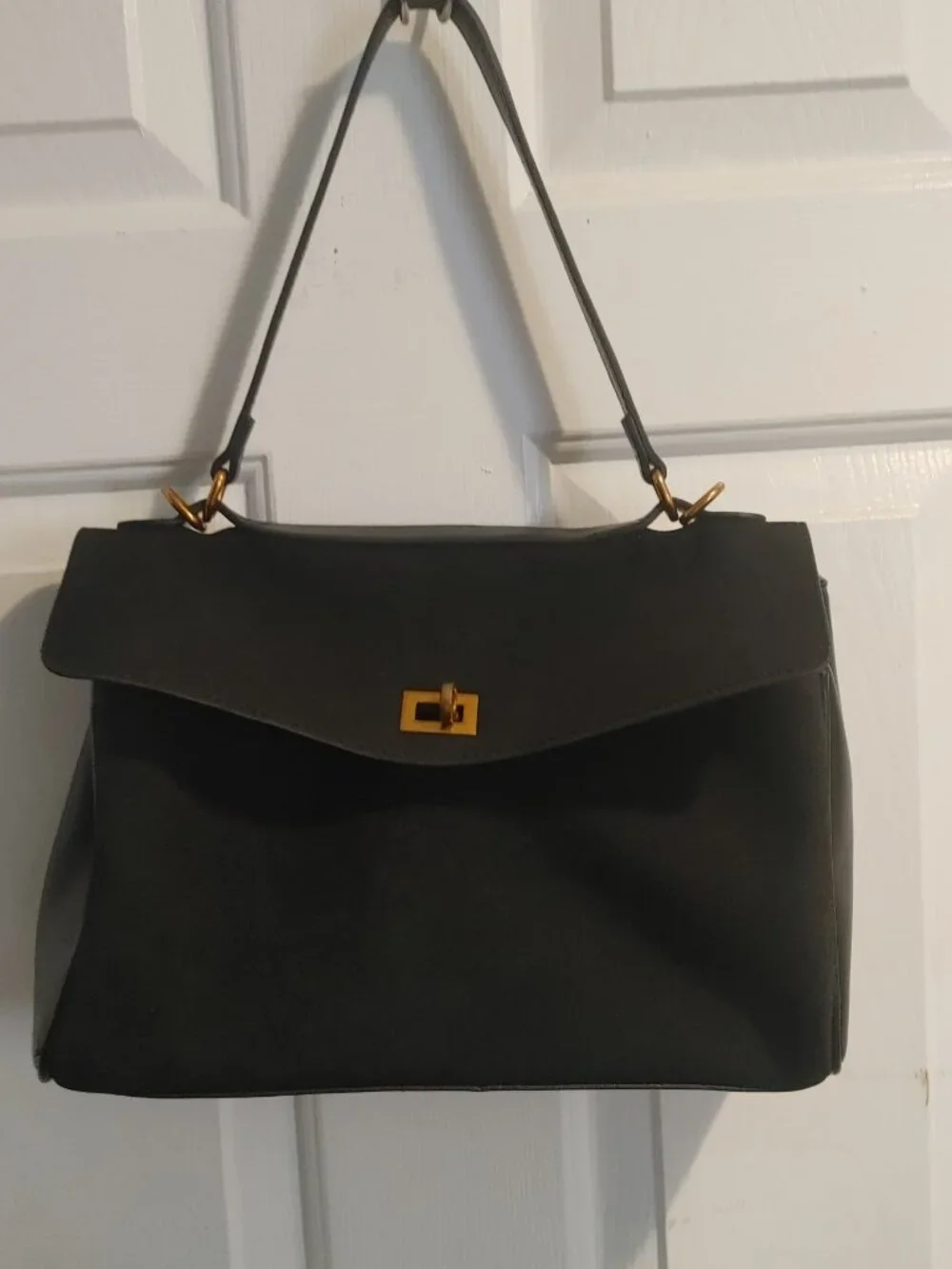 Small Soft Calfskin Black Leather Purse Shoulder Bag Designer Satchel
